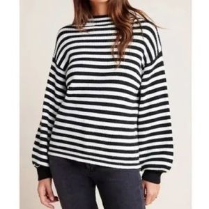 Anthropologie Black and White Mock-neck Sweater